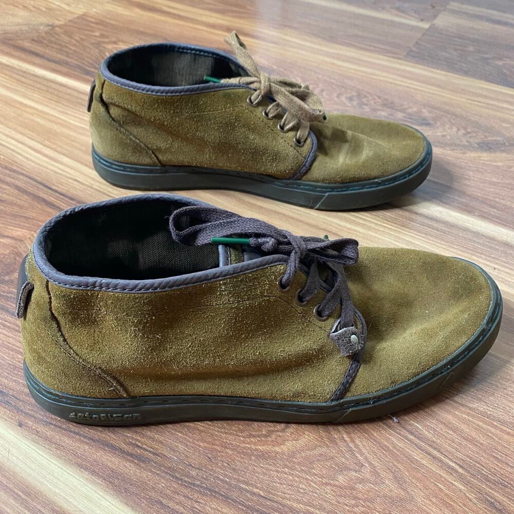SATORISAN Yasuragi Suede Chukka Sneaker Laceup Boot Tan Green Mismatch Laces 10 - Picture 4 of 10